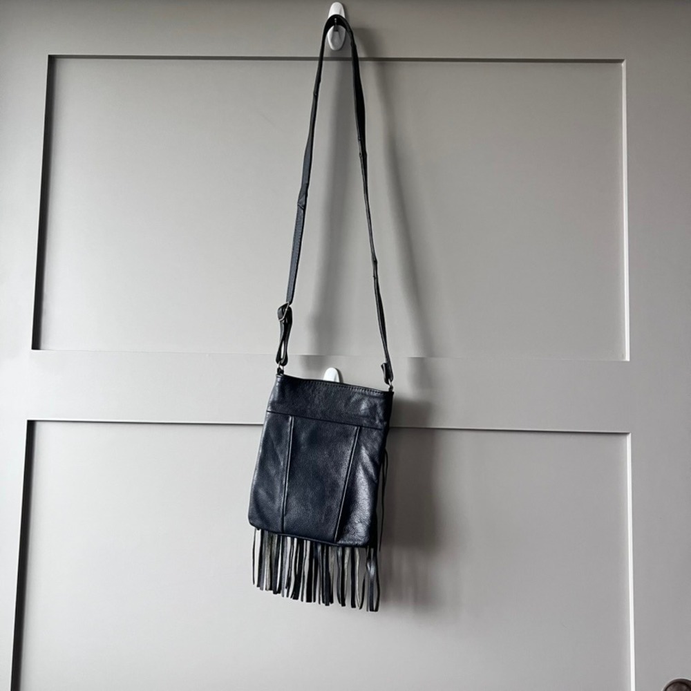 Fringe Crossbody Bag Women Small Black Leather Boho Western Festival Gothic - Picture 7 of 14